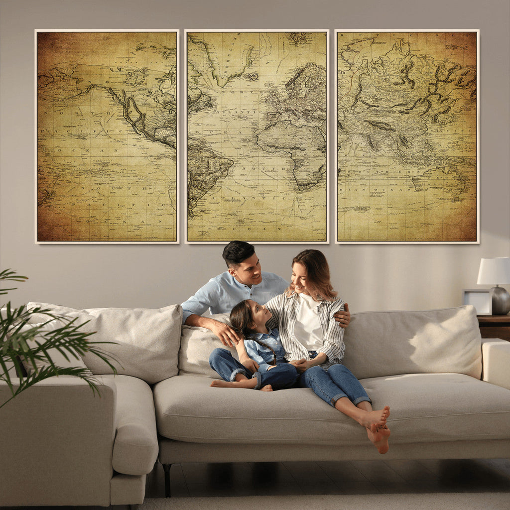 Push Pin World Map Canvas Print | Travel Tracker Wall Art