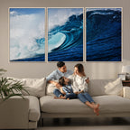 Ocean Wave at Sunset Canvas Art, Large Wall Print of Vibrant Water Waves