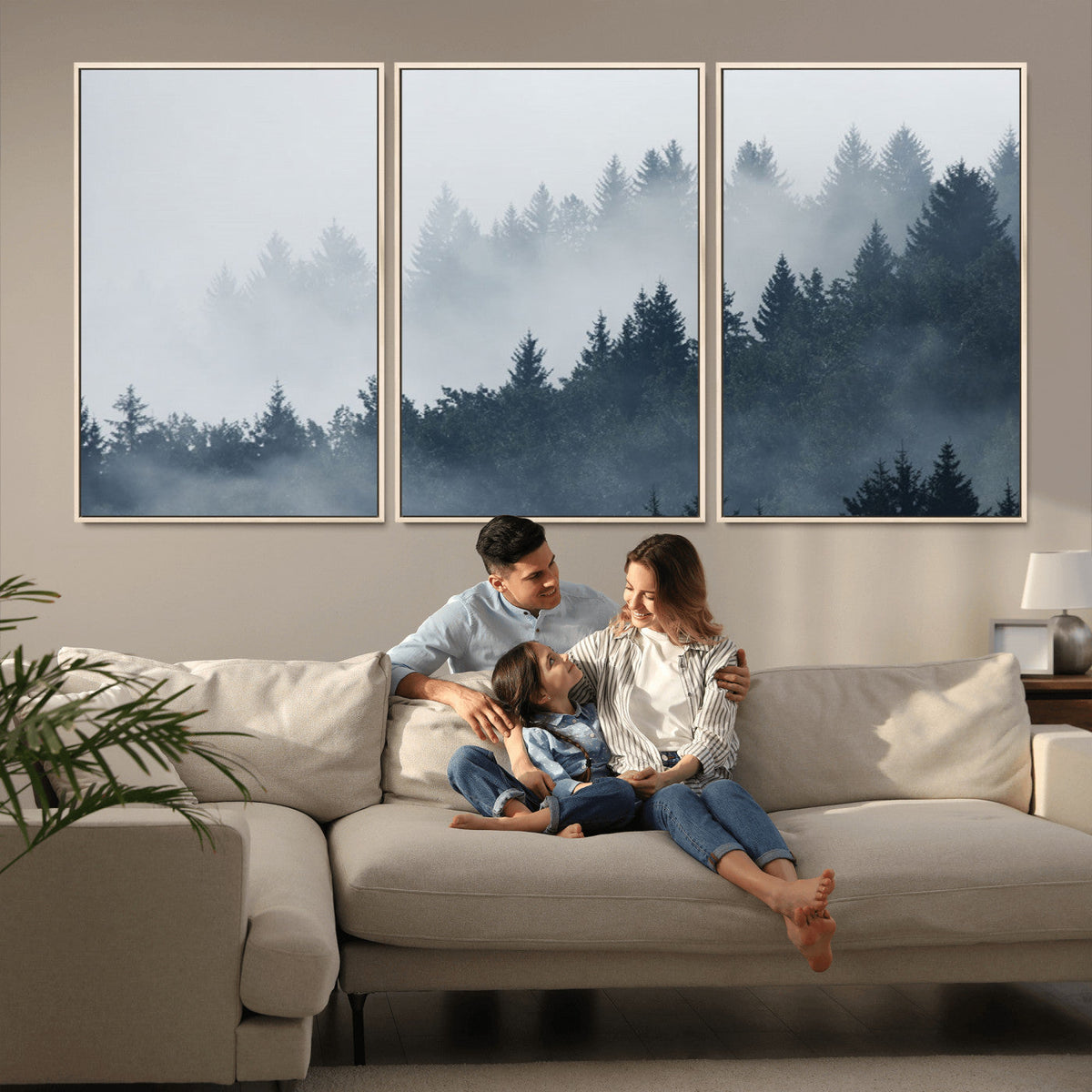 Foggy Pine Forest Wall Art Canvas Print