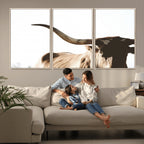 Texas Longhorn Wall Art Canvas Print, 3-Panel