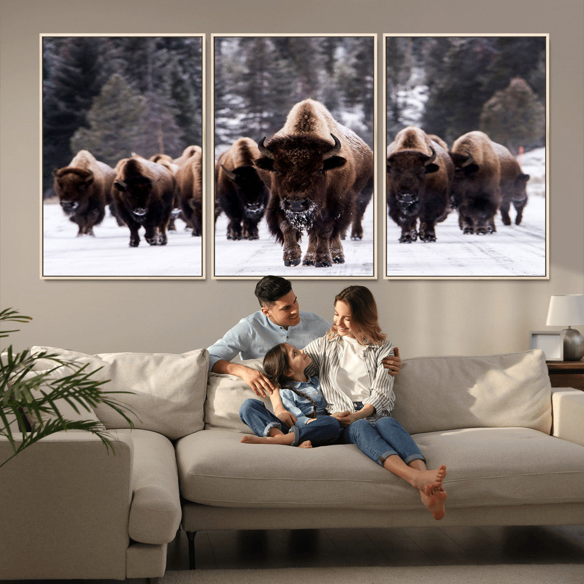 Bison Wall Art Canvas Print, Bison Herd Canvas Wall Art