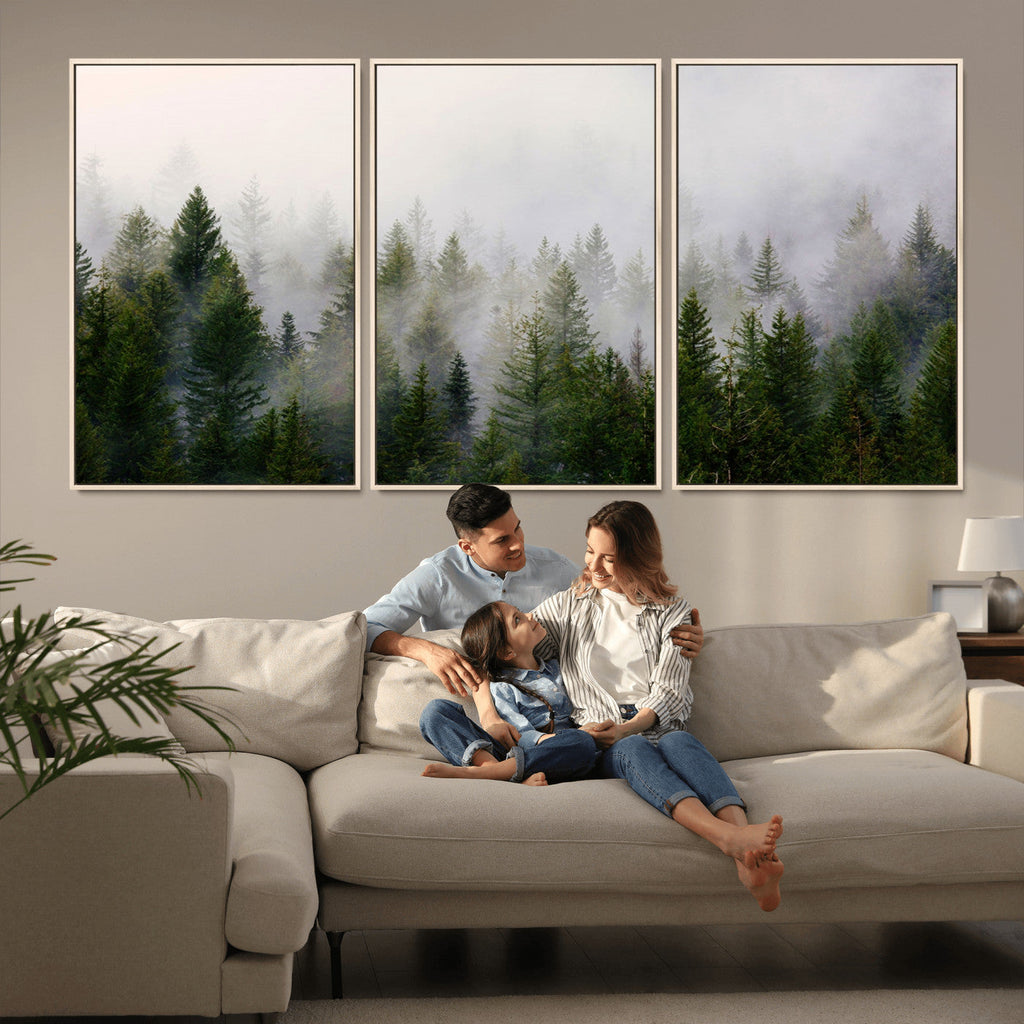 Forest Wall Art Canvas Print | Foggy Forest Wall Art | Pine Wood Forest Print