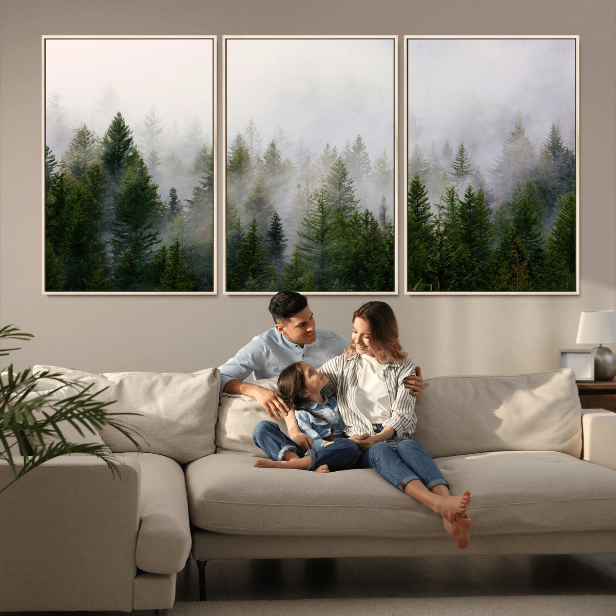 Forest Wall Art Canvas Print | Foggy Forest Wall Art | Pine Wood Forest Print