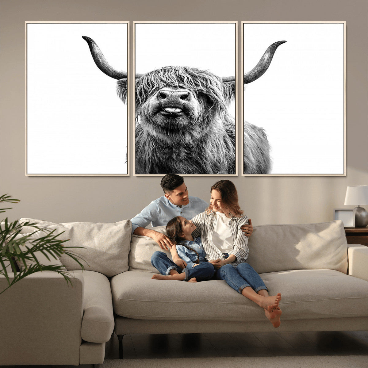 Fanny Scottish Highland Cow Cattle Art Print Farmhouse Wall Art Canvas Print