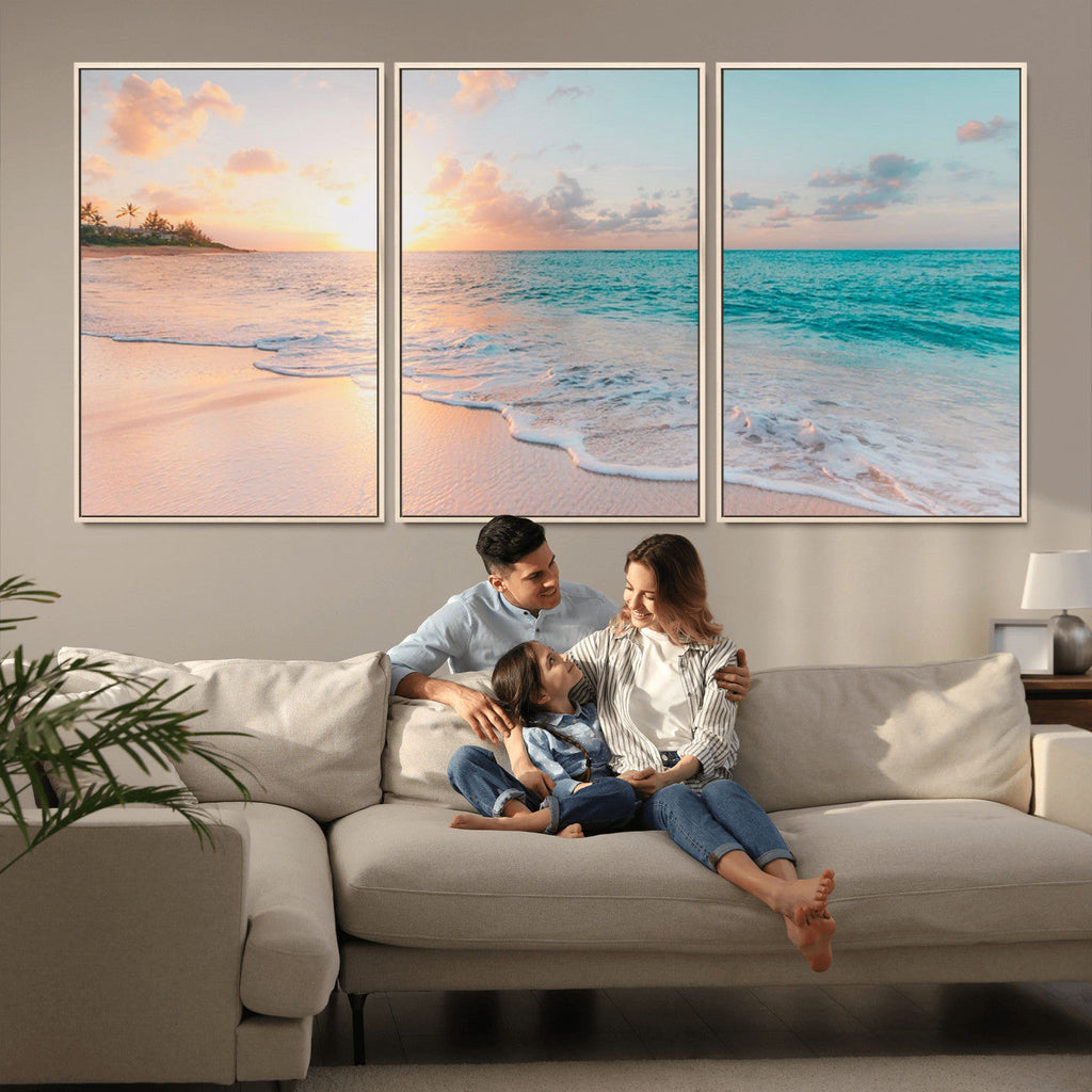Beach Wall Art, Stunning Ocean Sunset Canvas Print with Coastal Design for Relaxing Home Decor