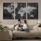 World Map Canvas Print, Detailed Map of the World Wall Art for Home or Office