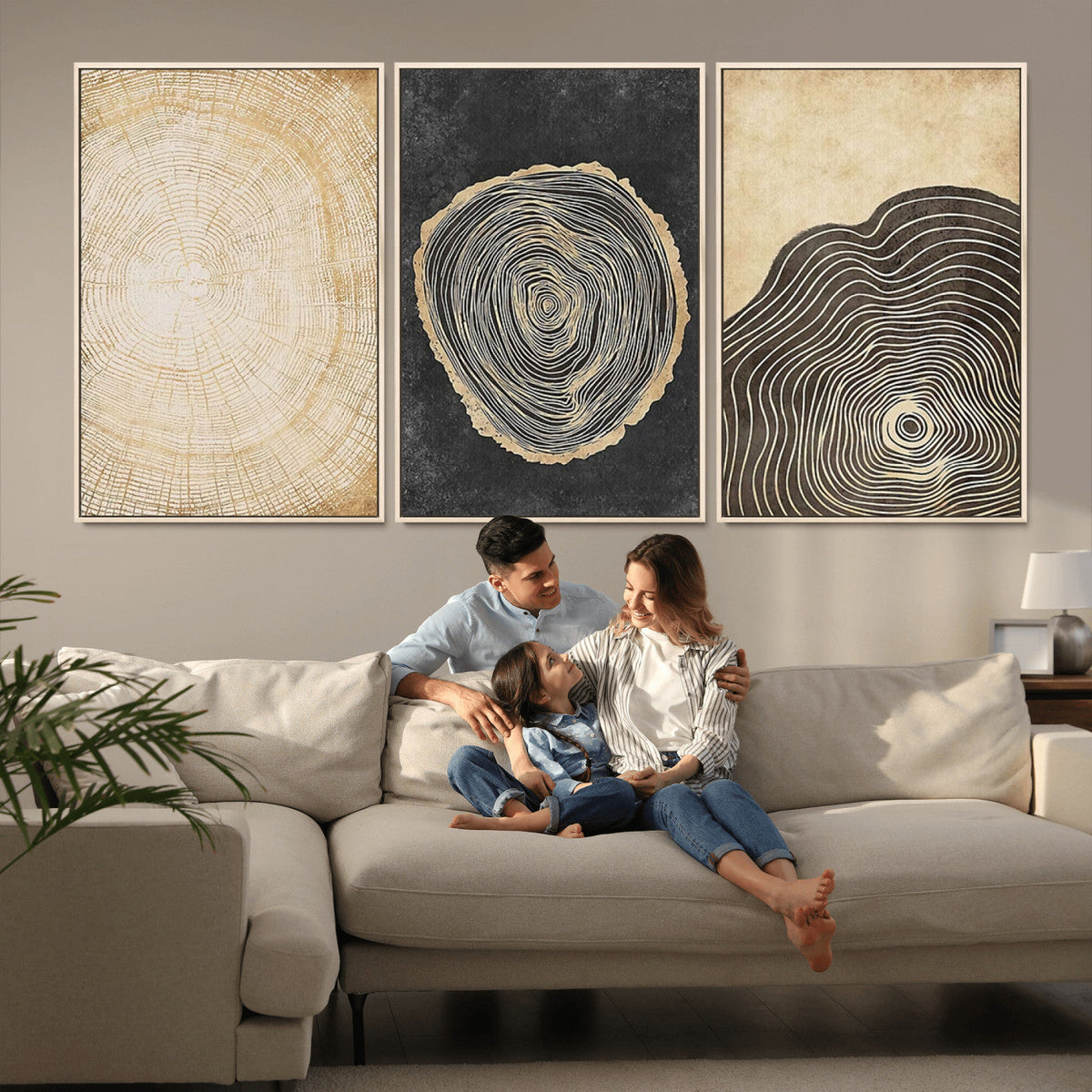 Tree Rings Canvas Wall Art Print, Minimalist Natural History in Modern Decor