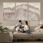 Tree Ring Wall Art Triptych, Rustic Wood Ring Canvas Print