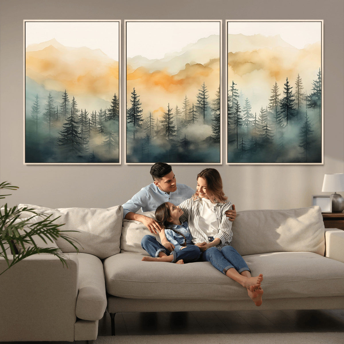 Abstract Forest Print | Mountain Wall Art | Autumn Landscape Canvas Print