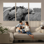 Bear and Cub Wall Art Canvas | Grizzly 399 Bear and Cub Black and White Wildlife Print