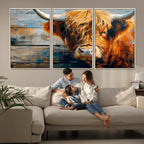 Highland Cow Abstract Canvas Wall Art, Bold Farmhouse Decor