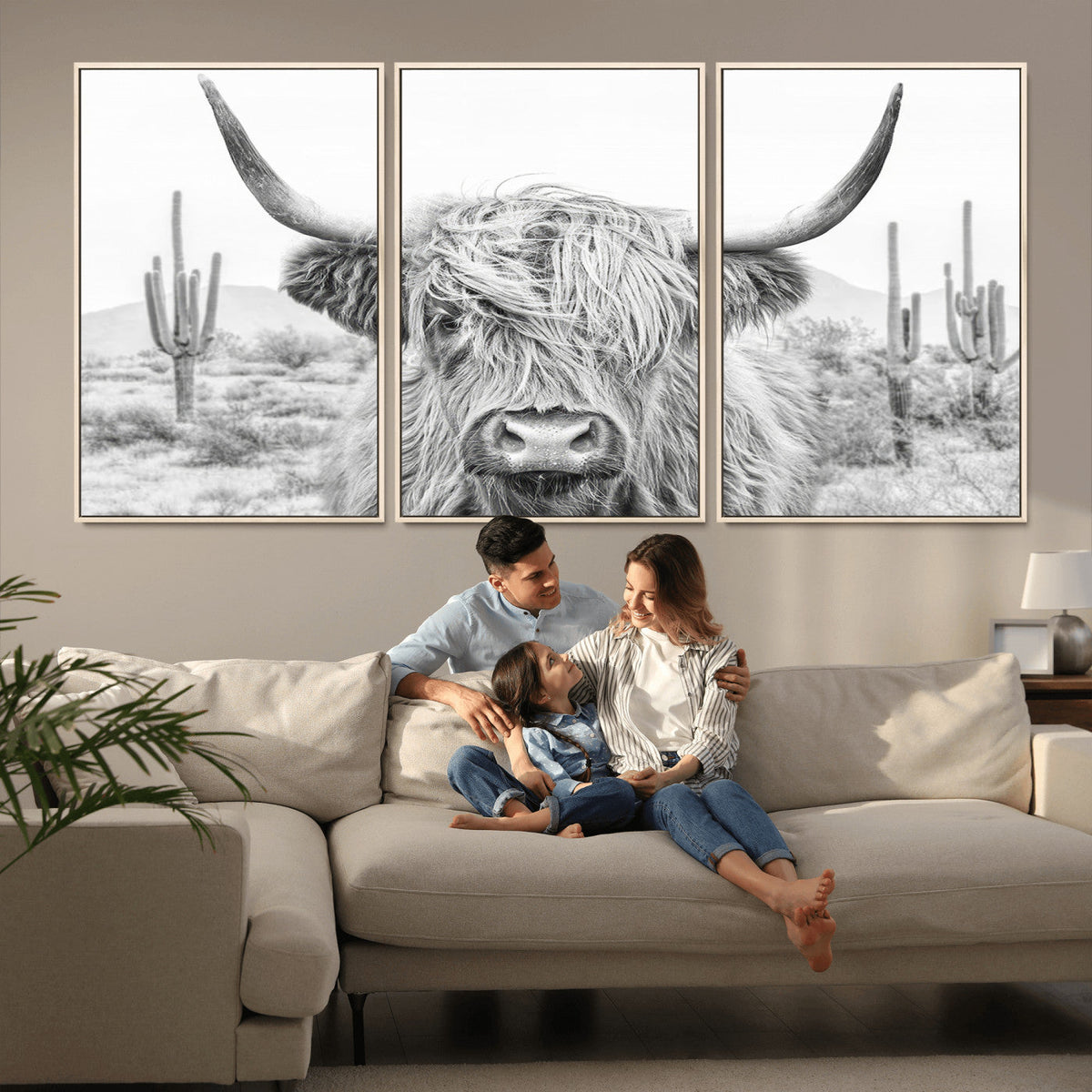 Rustic Charm, Cow Longhorn Black White Bighorn Wall Art