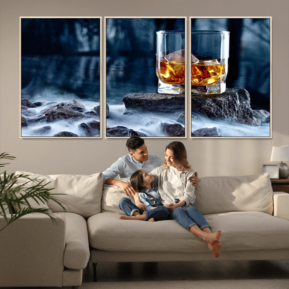 Whiskey Ice Wall Art Canvas Print
