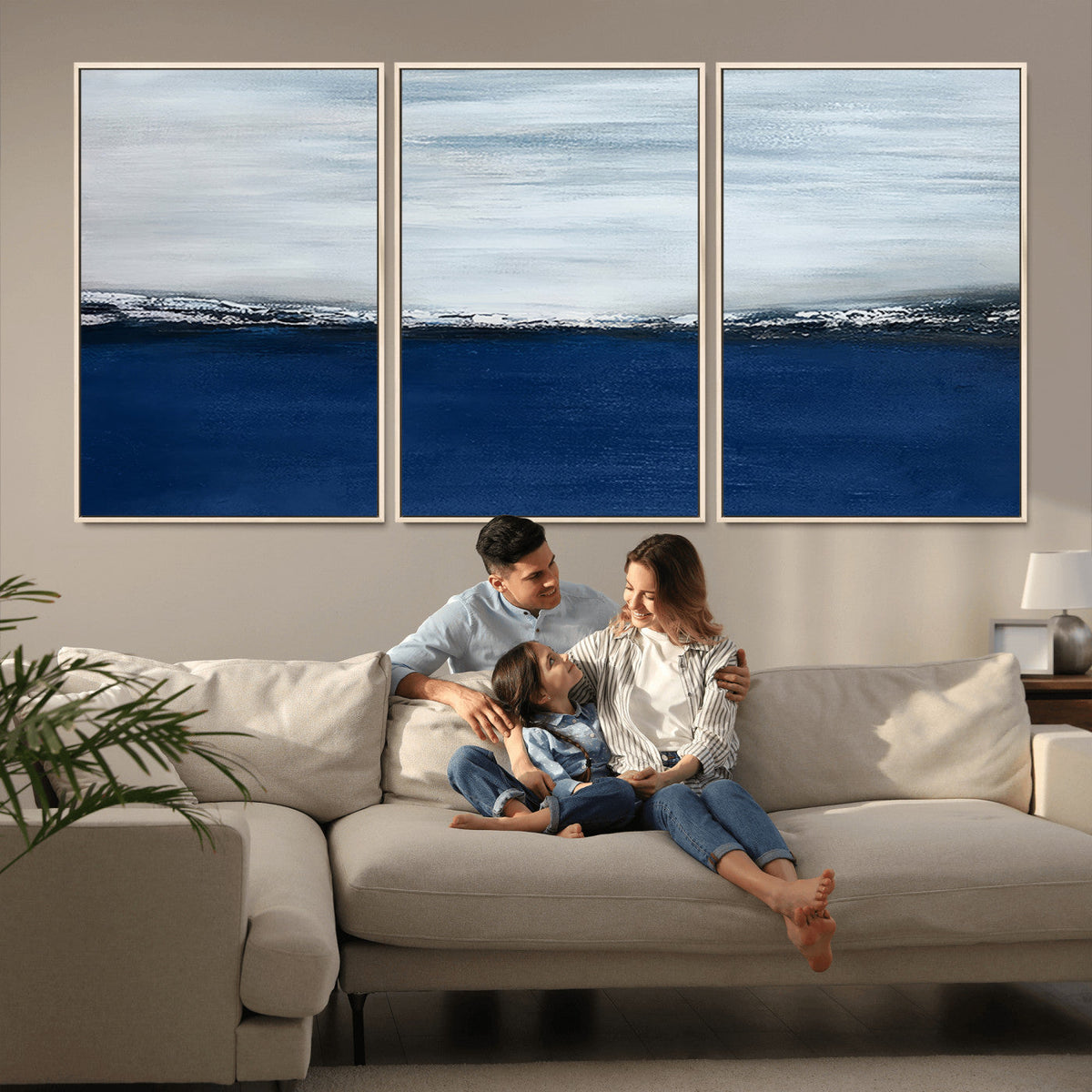 Navy Blue Abstract Wall Art Canvas Print