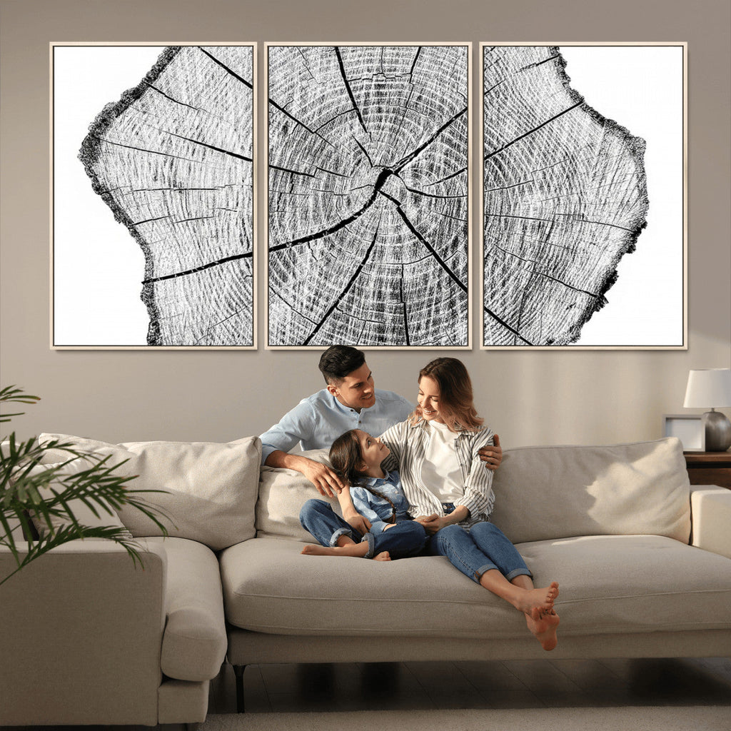 Rustic Tree Ring Wall Art Canvas Print, Framed and Ready to Hang