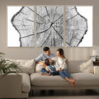 Rustic Tree Ring Wall Art Canvas Print, Framed and Ready to Hang