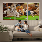 Dogs Playing Pool Canvas Wall Art Funny Gifts Dog Print