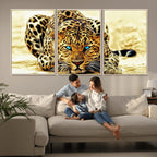 Blue-Eyed Leopard Canvas Wall Art, Framed Animal Print, Fierce and Bold Decor for Living Rooms