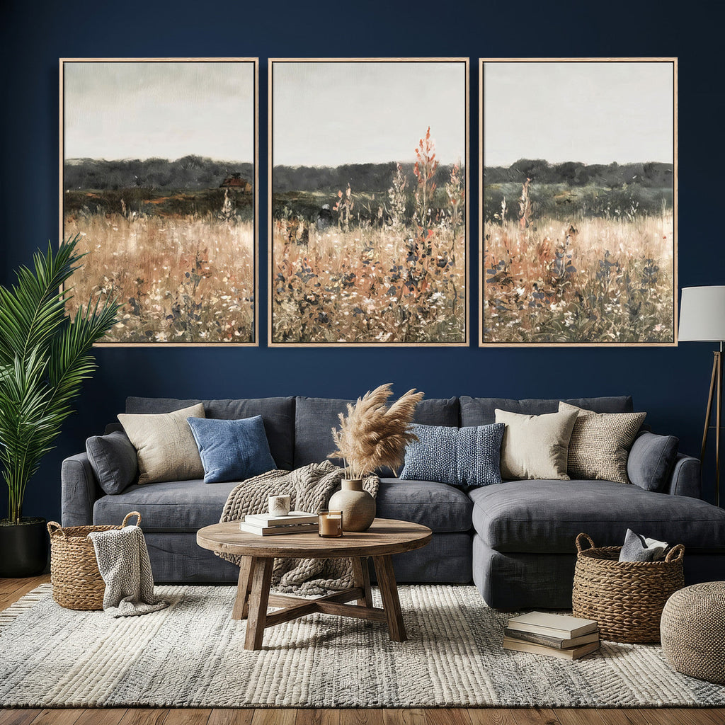 Rustic Field Landscape Wall Art Print, Giclee Canvas Wall Art