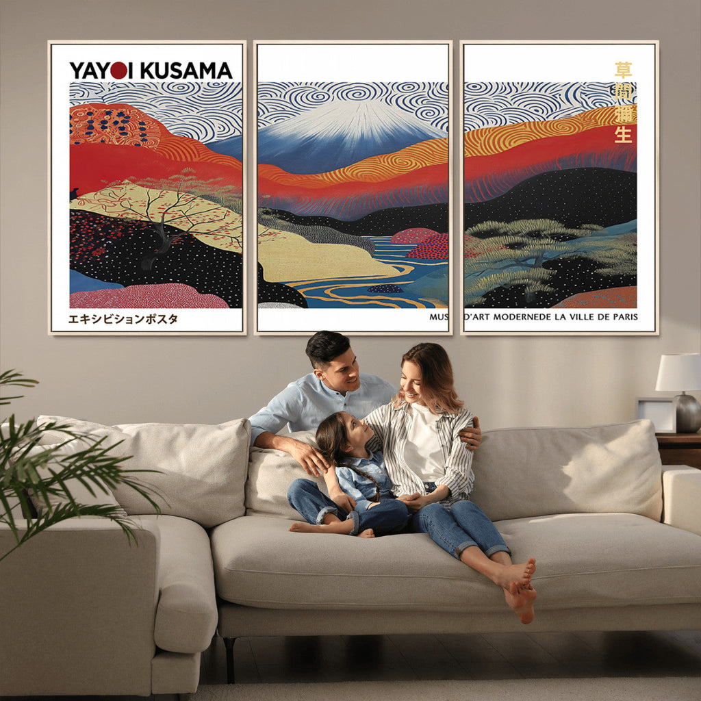 Framed Yayoi Kusama 1986 Wall Art Print | Japanese Wabi Sabi Vibrant Abstract Landscape Canvas