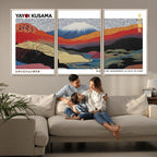 Framed Yayoi Kusama 1986 Wall Art Print | Japanese Wabi Sabi Vibrant Abstract Landscape Canvas