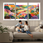 Framed Yayoi Kusama 1986 Wall Art Print | Japanese Wabi Sabi Vibrant Abstract Landscape Canvas
