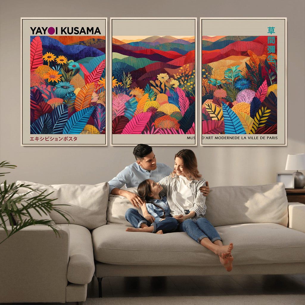 Yayoi Kusama Wall Art Canvas Print, Abstract Art, Large Framed Print, Japanese Wabi Sabi Wall Art