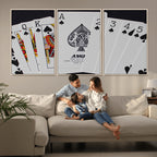 Poker Wall Art - Playing Cards Canvas Wall Art Print - Ace of Spades and Royal Flush Design