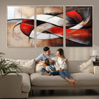 Abstract Wall Art - Modern Red and White Canvas Wall Art