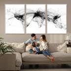 Abstract World Map Wall Art | Framed Geometric Line Canvas