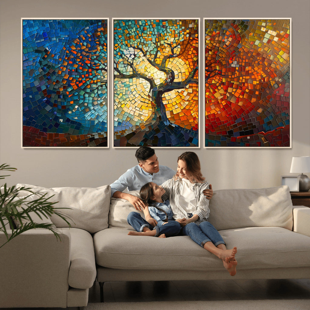 Yggdrasil Tree of Life Mosaic Stained Glass Wall Art Canvas Print