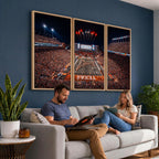Texas Stadium Night Game Wall Art Canvas Print, Vibrant Football Fireworks Scene