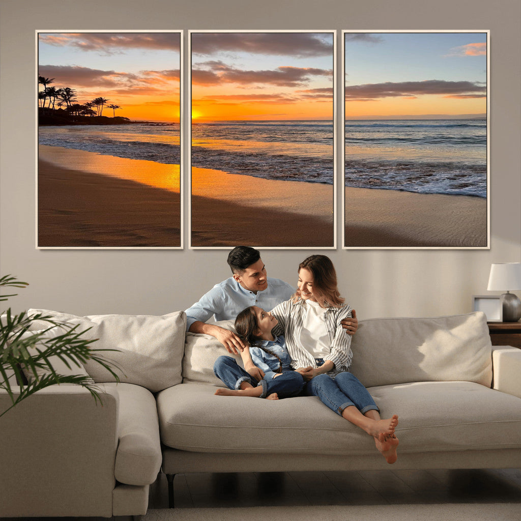 Sunset Wall Art Print - Stunning Beach Sunset Canvas Artwork