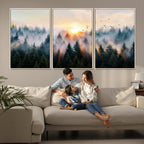 Abstract Forest Wall Art, Serene Nature Canvas Print with Misty Forest Design for Modern Home Decor