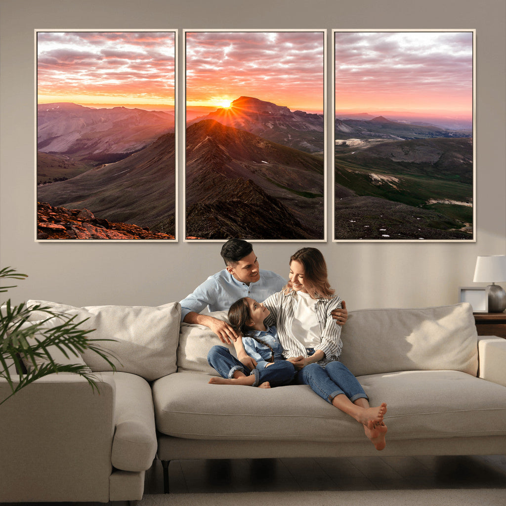 Mountain Sunrise Wall Art | Framed Alpine Ridge Canvas