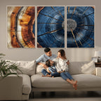 Framed Abstract Tree Ring Wall Art Print, Natural Rustic Wood Grain Canvas Print