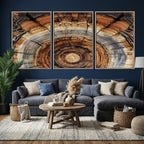 Tree Rings Wall Art Canvas Print, Rustic Wood Grain