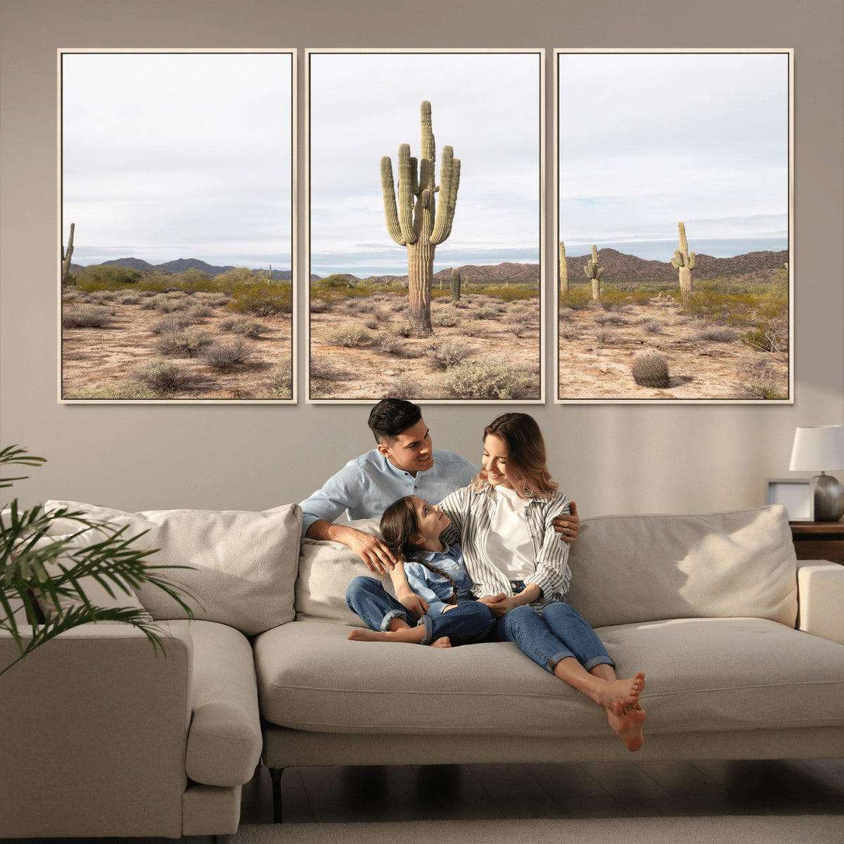 Saguaro Cactus Wall Art | Framed Desert Canvas Artwork