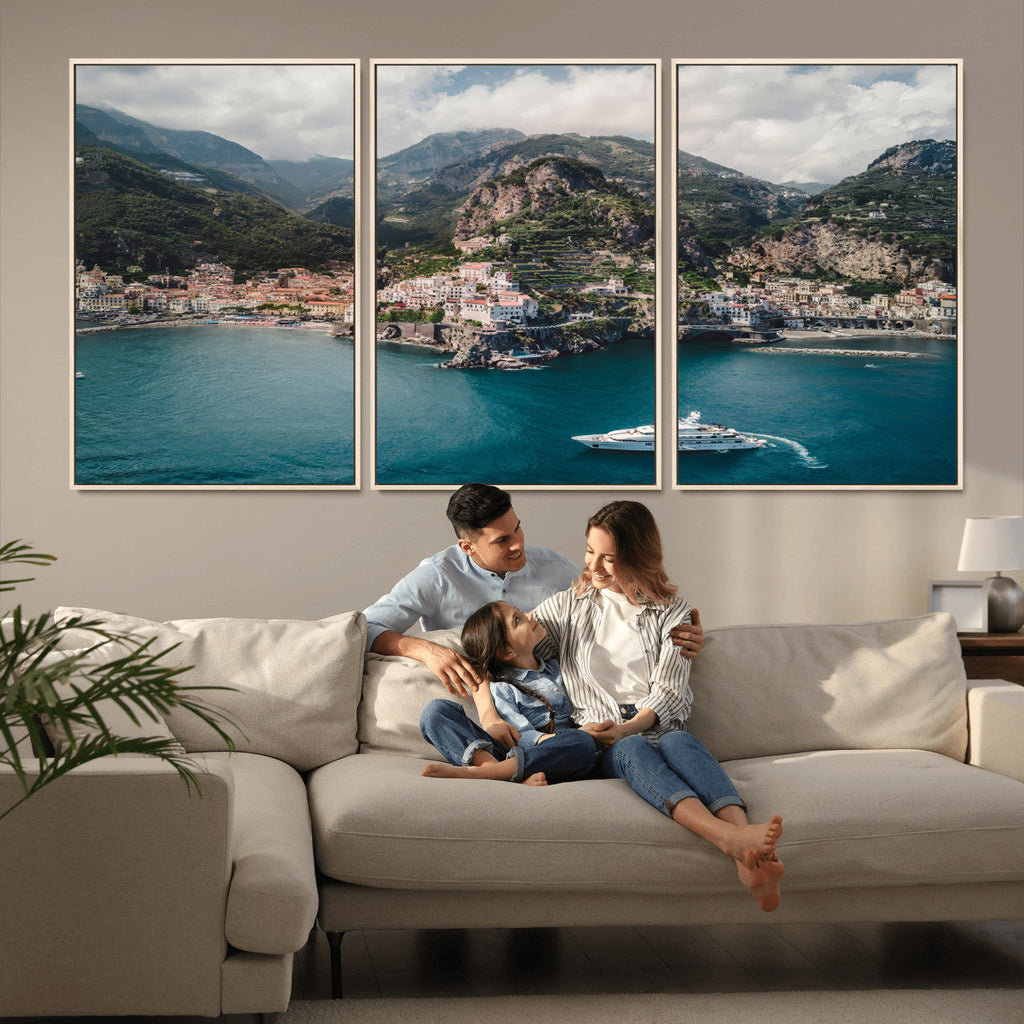Amalfi Coast Wall Art | Framed Italian Seaside Canvas