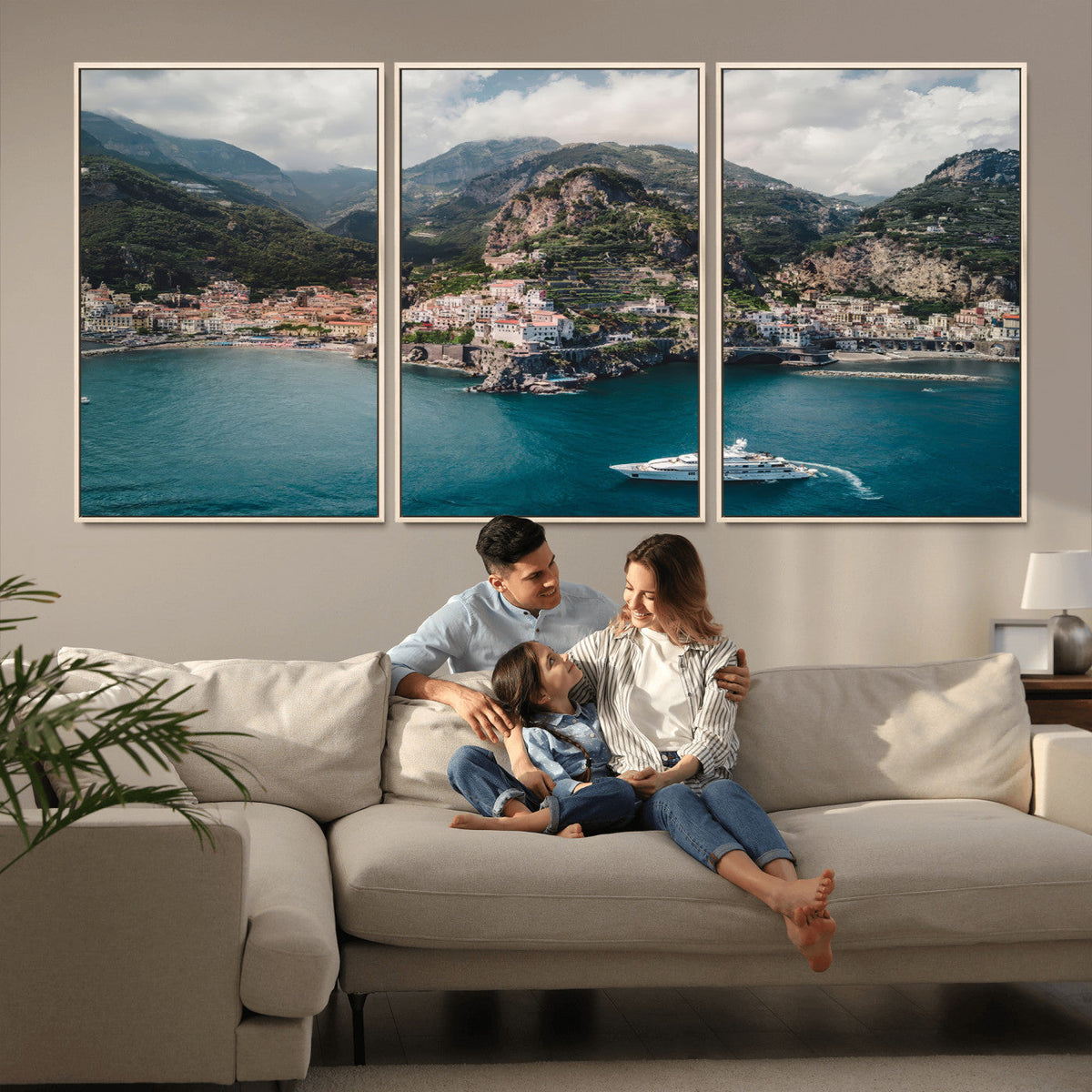 Amalfi Coast Wall Art | Framed Italian Seaside Canvas