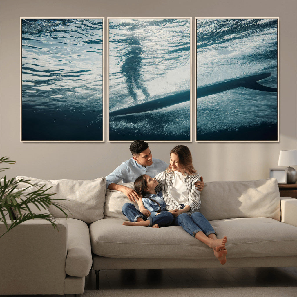 Underwater Surf Wall Art | Framed Ocean Wave Canvas Artwork