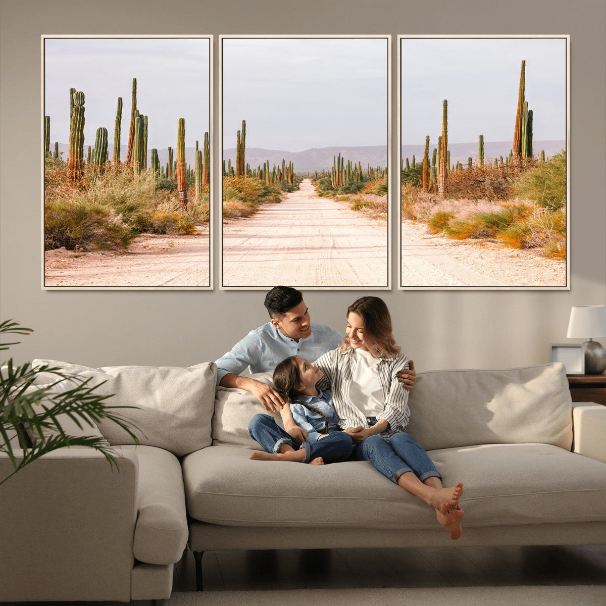 Desert Cactus Wall Art | Framed Southwestern Canvas Artwork