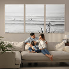 Surfer Silhouette Wall Art | Framed Calm Ocean Canvas