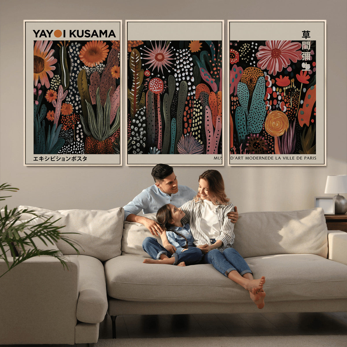 Modern Japanese Wall Art Canvas Print, Framed Abstract Mount Fuji Zen Landscape