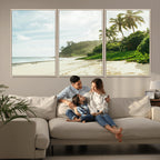 Relaxing Beach Wall Art Canvas Print, Framed Ocean View Coastal Serenity