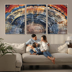 Tree Rings Wall Art Canvas Print, Framed Petrified Wood Art, Modern Rustic Decor