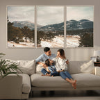 Mountain Landscape Wall Art Canvas Print, Framed Snowy Peaks Alpine Winter