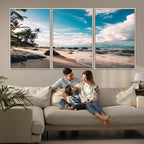 Tropical Beach Wall Art Canvas Print, Framed Ocean Waves Relaxing Seascape