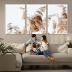 Pampas Grass Wall Art Canvas Print, Framed Neutral Tones Minimalist Boho