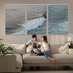 Ocean Waves Wall Art Canvas Print, Framed Coastal Serenity Surf Scene